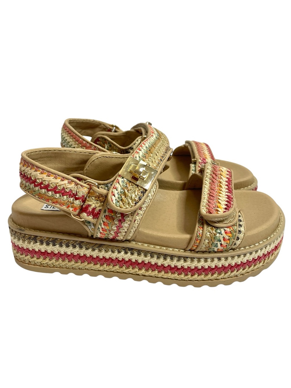 Steve Madden | Big Mona Platform Footbed Raffia Sandals Size 8.5